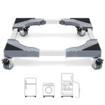 W B D WEIBIDA wasmachinestandaard met 4 vergrendelbare wielen, draaglast 200KG wasmachinebasis, verstelbare breedte 40-62cm, hoogte 11cm Trolley voor wasmachine, droger, koelkast
