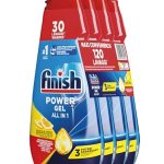 Finish Powergel Vloeibaar wasmiddel voor de vaatwasser, multifunctioneel, ontvettende werking, citroengel, 120 wasbeurten, 4 verpakkingen met elk 30 wasbeurten