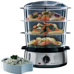 Russell Hobbs 19270-56 Cook@Home Stoomkoker/Stomer, 3 Lagen (9l), Timer, 800 Watt, Gezond, Incl. Rijst Stoommandje, RVS, Zilver/Zwart/Transparant