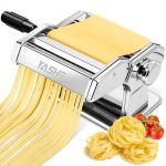 YASHE Handmatige pastamachine, roestvrijstalen pastamaker met twee breedtes, roller en mes van roestvrij staal met 7 instelbare diktes voor pasta, spaghetti, fettuccine, lasagna
