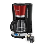 Russell Hobbs Colours Plus+ Flame Red Digitaal Filterkoffiezetapparaat Rood (incl. Glazen Kan), Programmeerbare Timer, 10 Koppen (1,25L), 24031-56